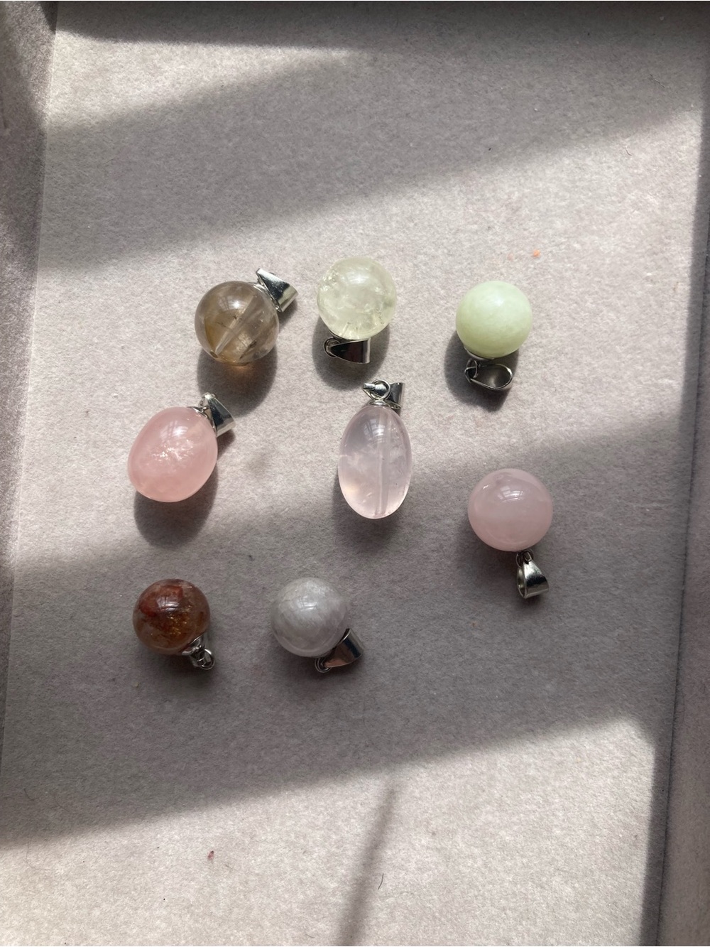 Silver Rose Quartz, Citrine and Mixed Gemstone Pendant Charm - Women Jewelry